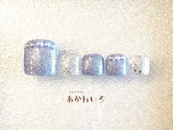 ネイルサロン あかねいろ/夏色フット グリッターネイル