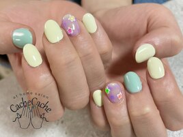 パステルチェックネイル