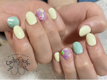 パステルチェックネイル