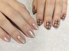 マグネット×チェックネイル