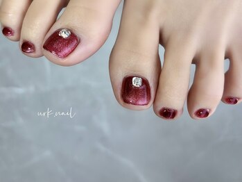 アークネイル 下北沢(urk.nail)/フット ワンカラーにパーツ