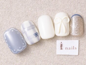 アイネイルズ 三宮店(I nails)/ガーリーリボンブルー