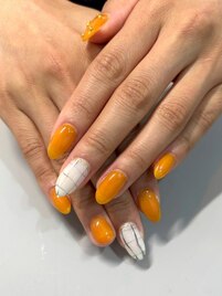 オレンジネイル/秋デザイン