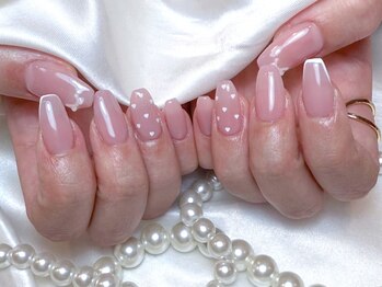 ちゅるんピンク×ハートネイル