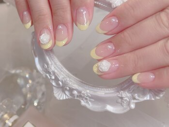 イエロー×フレンチネイル#春