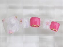 ネイルサロン あかねいろ/秋冬フットネイル　ニュアンス桜