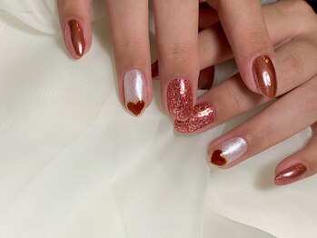 サロンドフォーエイチ(salon de 4H)/爪先ハート☆ラメネイル