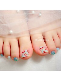 サクランボ×フットネイル