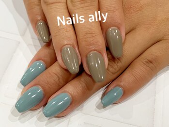 ネイルズアリー 立川店(Nails ally)/アシンメトリー×ワンカラー