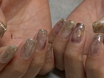 アイネイルズ 吉祥寺店(I nails)/くすみ先端ミラーフレンチネイル