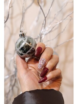 キダチ(Kidati)/赤ボルドーツイードネイル