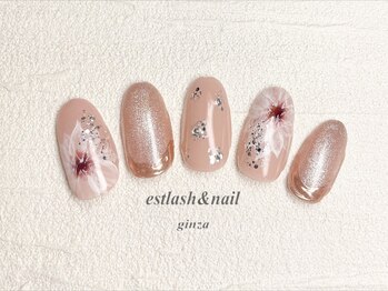 エストラッシュアンドネイル 銀座店(est lash&nail)/ホワイトフラワーネイル