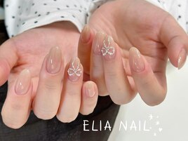 パール×リボンネイル