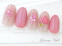 ラグジュアリーネイルズ アカバネ(Luxury Nails Akabane)/ガーリー*桃ネイル