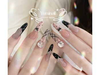 ユミネイル(Yumi Nail)/ピンク+ブラックのデザイン