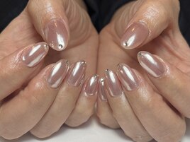 ピンク×ホワイトシルバーミラー