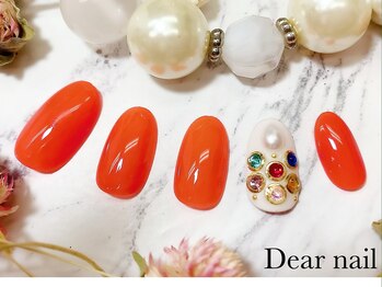 ディア ネイル(Dear nail)/ワンカラー×エスニックビジュー