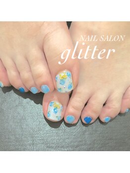 ネイルサロン グリッター(NAIL SALON glitter)/薔薇のフットネイル