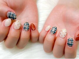 チェックネイル/マグネット/秋冬