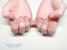 ヒールネイル(heal nail)/ベージュfrench×ミラーライン