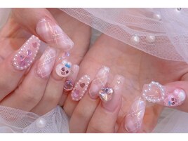 チェック ピンク キャラクター