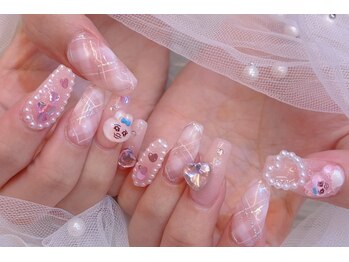 キレイエ ネイルズ(KIREIE NAILS)/チェック ピンク キャラクター