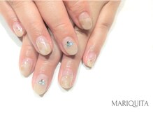 ネイルサロン マリキータ(MARIQUITA)/モカマーブル大人ななめフレンチ