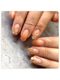 オレンジシェルネイル