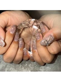 桜ネイルラメグラデーション梅田