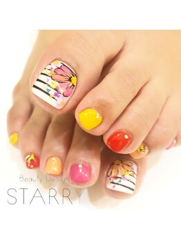 スターリー(STARRY)/フット　ボーダーフラワー手描き