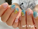 オリジナルカラーの波ネイル