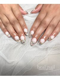 whiteグラデ×カラフルshell敷詰