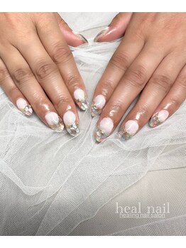whiteグラデ×カラフルshell敷詰