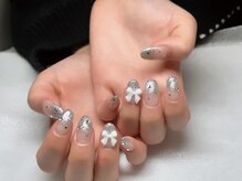 アルティノ ネイル ガーデン(altino nail garden)/ラメグラ/リボン/オフィス/春