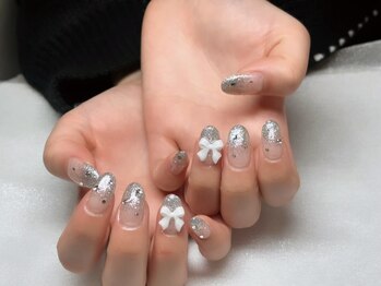 アルティノ ネイル ガーデン(altino nail garden)/ラメグラ/リボン/オフィス/春