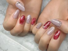 ネイルアンドアイラッシュサロン エスポアール(nail&eyelash salon espoir)/ボルドー×べっ甲×グレージュ