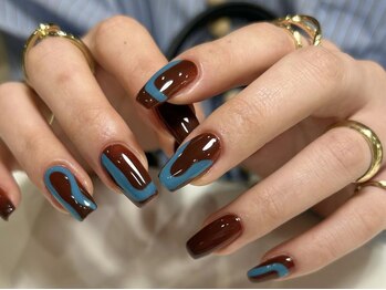 アイネイルズ 渋谷店(I nails)/【Karin.m】ブラウン×ブルー