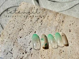 新緑の若葉×ミントグラデ