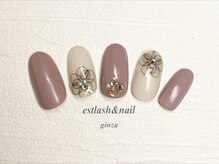 エストラッシュアンドネイル 銀座店(est lash&nail)/ブラックフラワーネイル