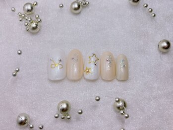 リボン／ほし／キラキラネイル