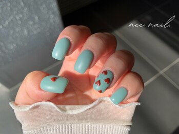 ミント×ハートネイルnail