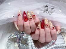 ミミネイル(Mimi nail)/赤×チョコバレンタイン