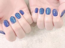 プライズアイリス アイラッシュ 池袋東口店(prize Iris eyelash)/フレークブルーで奥行きネイル