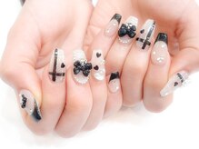 ネイルコレクション ベビーピンク(Baby Pink)/長さだしジェル★黒リボン