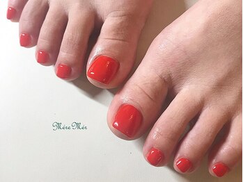 パラジェル認定サロン メールメール 池袋店(MereMer)/赤色ワンカラーフットネイル