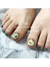 ジェルメ(germer)/マグネットにひまわり手描き♪