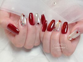 赤マグネット×ハートネイル