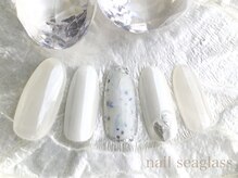 ネイル シーグラス(nail seaglass)/ひんやり♪ホワイトミラーネイル