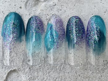 フリークネイル(FREAK Nail)/ターコイズラメぷっくり ¥6500