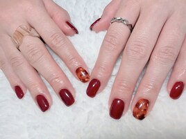 RED&べっ甲ネイル☆
